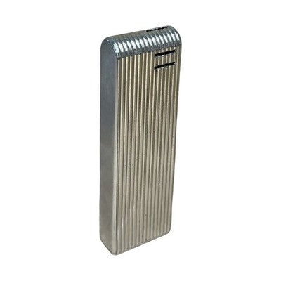Vintage Sarome Japan Slim Gas Lighter Ribbed Chrome Green Slider Untested