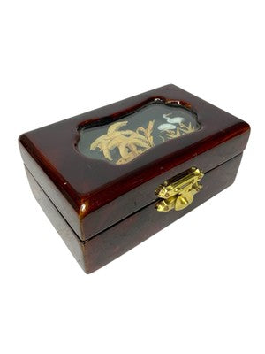 Vintage Chinese Cork Diorama Trinket Box Handcrafted Wooden Jewellery Case 9cm — view 2
