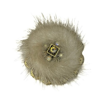 Vintage Mink Fur Brooches Lot Golden Cat Keyring Floral Pin Set Gift Retro