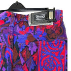 Gianni Versace Jeans Couture Baroque Print Denim Shorts W29 Knee Length Vintage
