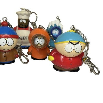 7x Vintage South Park Keychain Figures 1998 Kenny Chef Mr Garrison PVC Bundle