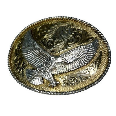 Montana Silversmiths 24 Gold Electro Plate Eagle Western Cowboy Belt Buckle - front view
