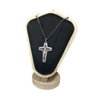 Vintage Sterling Silver Enamel Crucifix Cross Pendant Necklace 925 Jesus Christ
