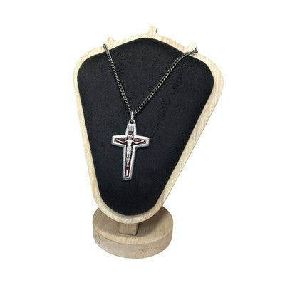 Vintage Sterling Silver Enamel Crucifix Cross Pendant Necklace 925 Jesus Christ