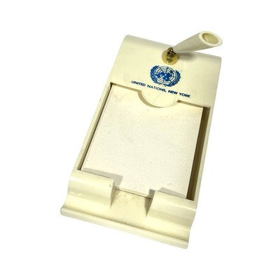 Vintage United Nations New York Desk Memo Pad Holder Pen Stand UN Souvenir