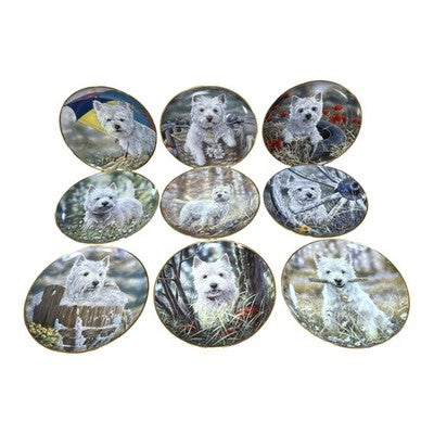 9x Danbury Mint Westies Plates Paul Doyle West Highland Terrier Dogs — view 1