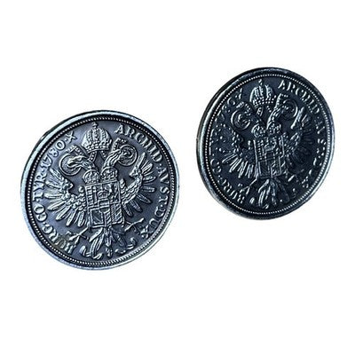 Vintage Austrian Maria Theresa 1780 Thaler Style Coin Cufflinks Silver Tone
