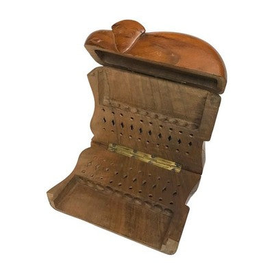 Vintage Hand Carved Wooden Elephant Cigarette Holder India Holds 20 Cigarettes