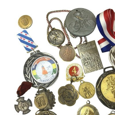 Vintage Sports Medals Job Lot Athletics Cycling Football Award Fobs European