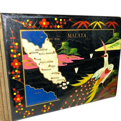 Vintage Musical Photo Album Black Lacquer Mother of Pearl Peacock Oriental Box