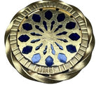 Vintage A Augis Virgin Mary Blue Enamel Gold Tone Catholic Pendant Medal