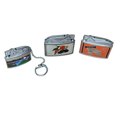 Vintage Penguin Petrol Lighters Job Lot 3 Switzerland Corby’s Jersey Japan