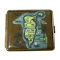 Vintage Bahrain Souvenir Cigarette Case Pictorial Map Camel Palm Trees