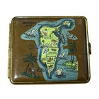 Vintage Bahrain Souvenir Cigarette Case Pictorial Map Camel Palm Trees