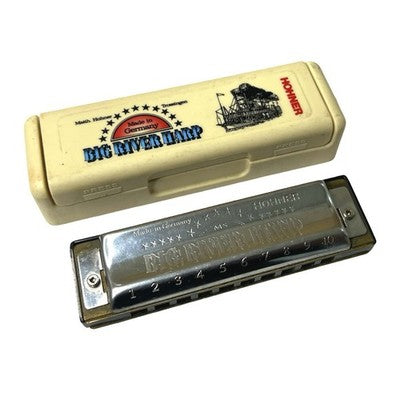 Vintage Hohner Big River Harp MS 10 Hole Harmonica Germany with Case