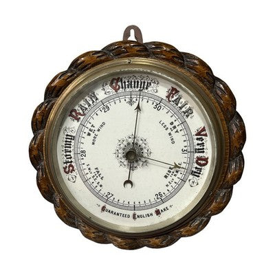 Antique English Oak Aneroid Wall Barometer Guaranteed English Make c1900