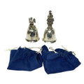 Pair Vintage Danbury Mint Christmas Bells 1979 Carol Singers Angel Silver Plate