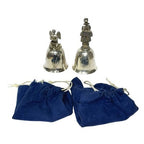Pair Vintage Danbury Mint Christmas Bells 1979 Carol Singers Angel Silver Plate