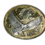 Montana Silversmiths 24 Gold Electro Plate Eagle Western Cowboy Belt Buckle - detail view