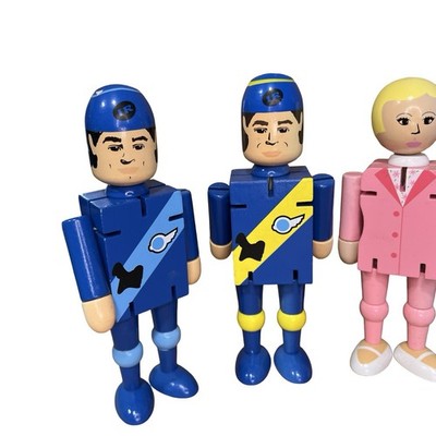 5x Thunderbirds Wooden Poseable Figures JobLot Scott Virgil Penelope Brains Hood