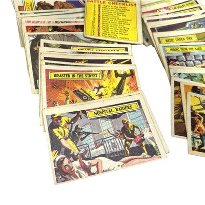1965 A&BC Battle WWII Trading Cards 63/73 Near Complete Set UK Gum - side view