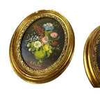Set 4 Vintage Italian Floral Miniature Paintings R Rosini Gilt Framed Italy