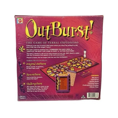 Outburst Game Rare 2001 Mattel Family Board Game Age 15+ Factory Sealed