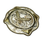 Montana Silversmiths Silver Plate Eagle Western Cowboy Belt Buckle USA - front view