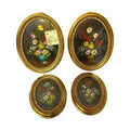 Set 4 Vintage Italian Floral Miniature Paintings R Rosini Gilt Framed Italy