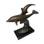 Gatco Bronze Dolphin Sculpture Statue Nautical Marine Figurine Marble Base 8"