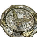 Montana Silversmiths Silver Plate Eagle Western Cowboy Belt Buckle USA - detail view