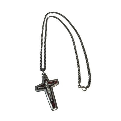 Vintage Sterling Silver Enamel Crucifix Cross Pendant Necklace 925 Jesus Christ