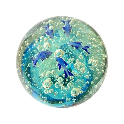 Large Studio Art Glass Aquarium Fish Paperweight Bubble Glass Sculpture 2.2kg
