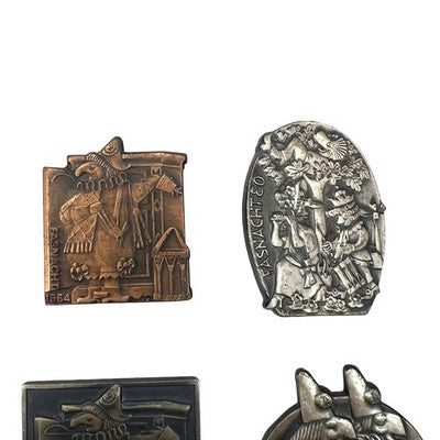 Job Lot 6 Vintage Swiss Fasnacht Basel Carnival Pin Badges Plaques 1964-2000
