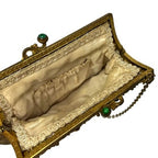 Antique 1920s 1930s Brocade Evening Dance Purse Ornate Floral Frame Bag - back view