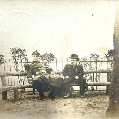 1908 French RPPC Soldier Little Person Gentleman Military Real Photo Postcard — view 2