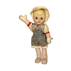 Vintage 1950s Rubber Face Rag Doll Cloth Toy Waving Arm Mid Century