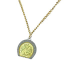 Vintage St Christopher Pendant Charm Medal Silver Tone Traveller Necklace