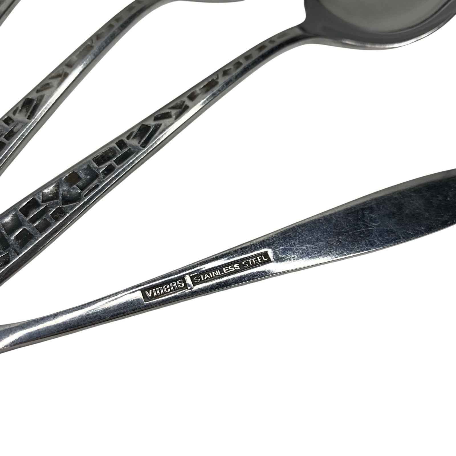 Viners Stainless Steel Cutlery Set Patterned Soup Spoons Dessert Spoons Fork x10