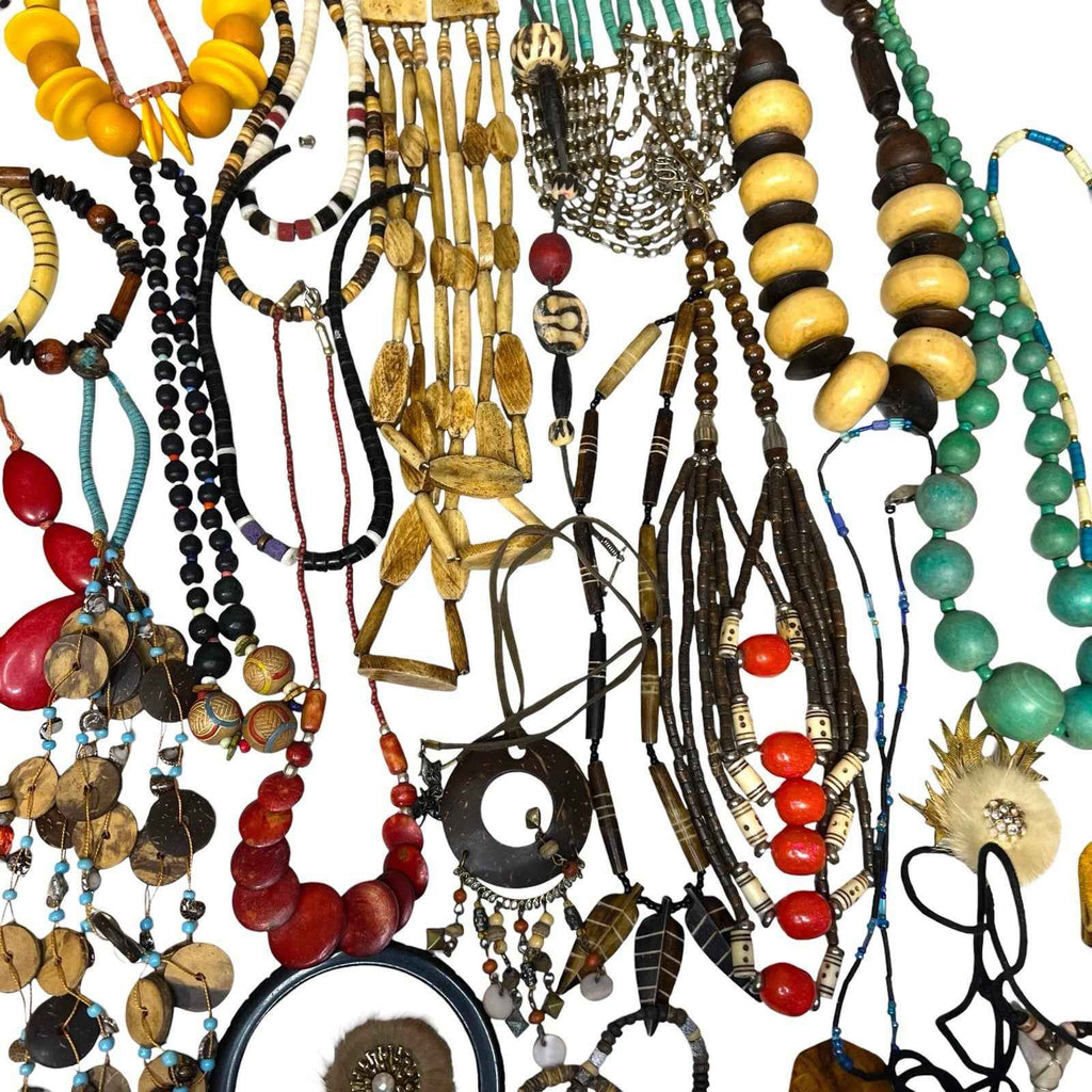 Vintage 1kg African Tribal Jewellery Bundle Carved Bovine Bone Necklaces