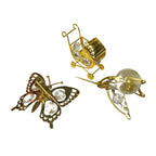 Bundle 3x Swarovski Crystal Gold Plated Ornaments Butterfly Hummingbird Pram