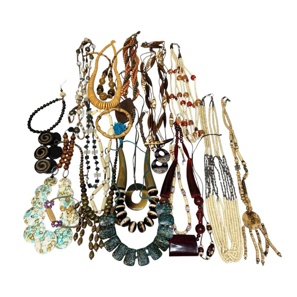 1kg Natural Ethnic Tribal Jewellery Bundle Wood Bovine Bone Mixed Lot