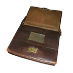 Vintage 1950s Brown Leather Shoulder Bag Brass Frame Purse Compartment