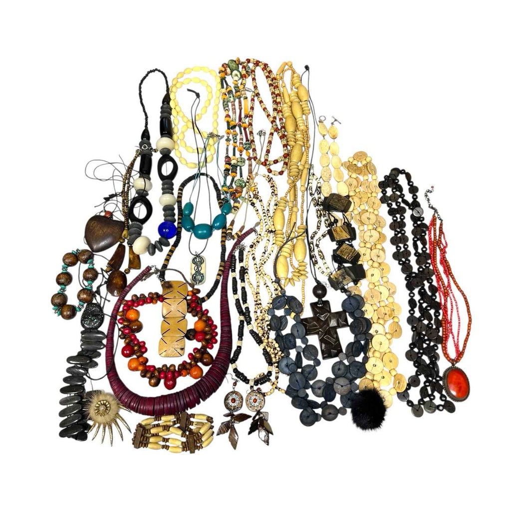 1kg Natural Ethnic Tribal Style Jewellery Bundle Mixed Lot Wood Bovine Bone