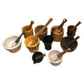 Bundle of 10 Mortar & Pestle Sets Wooden Cast Iron Ceramic Mixed Sizes Heavy Lot