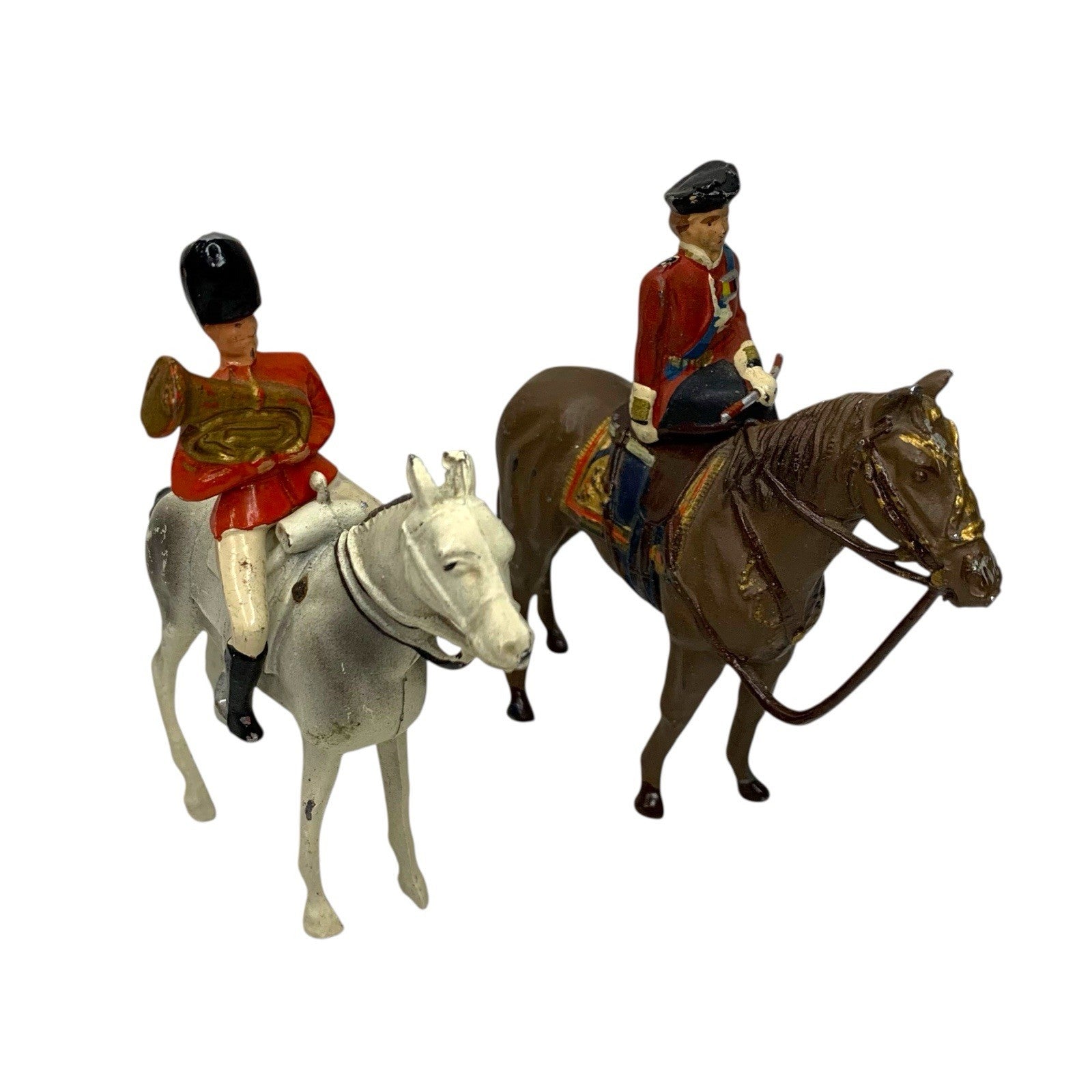 2x Tin Metal Horse Figures Queen Elizabeth II Cavalry Musician Made in England Tins by TheVoyageBird