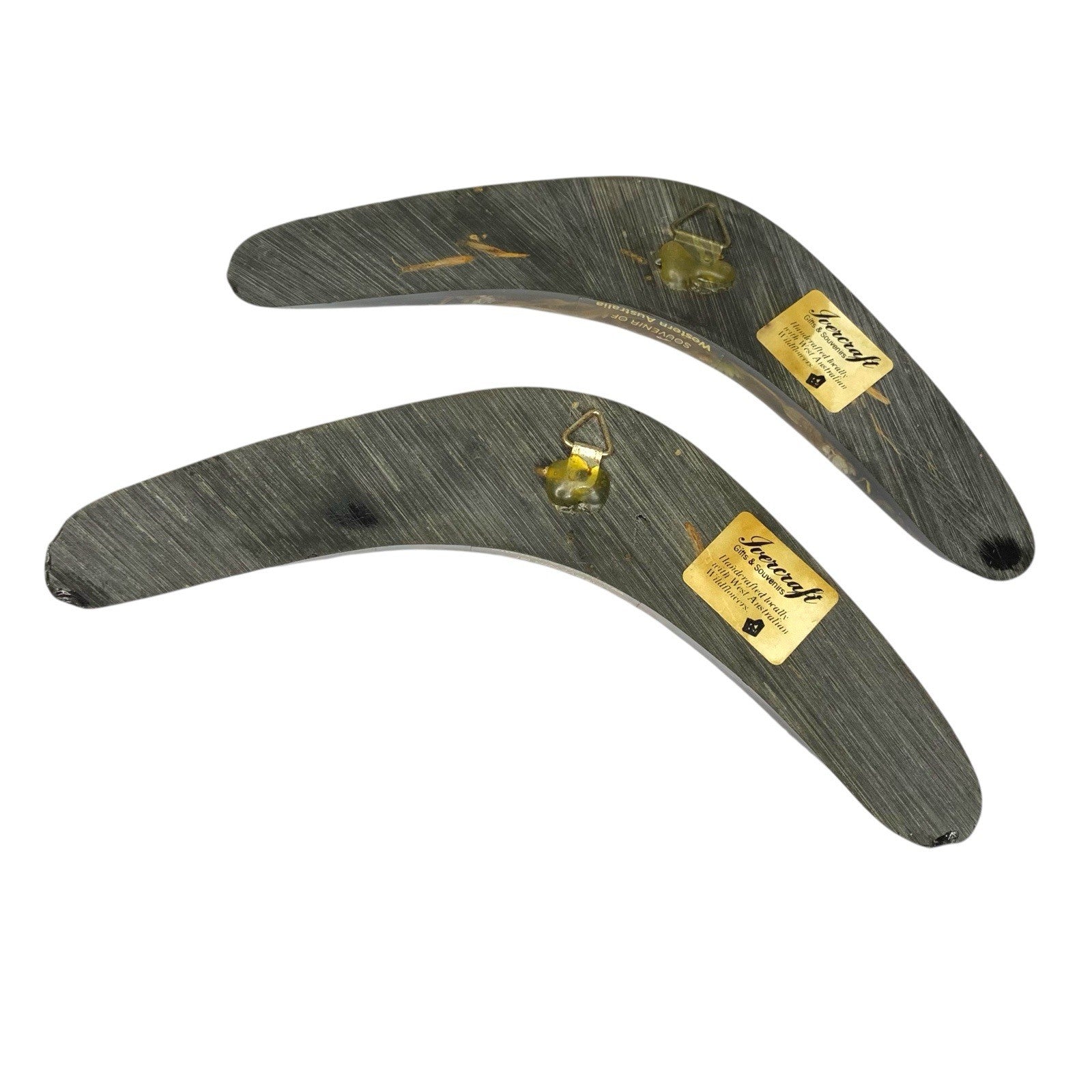 2x Vintage Ivercraft Acrylic Resin & West Australia Dried Wildflowers Boomerangs Souvenirs by TheVoyageBird