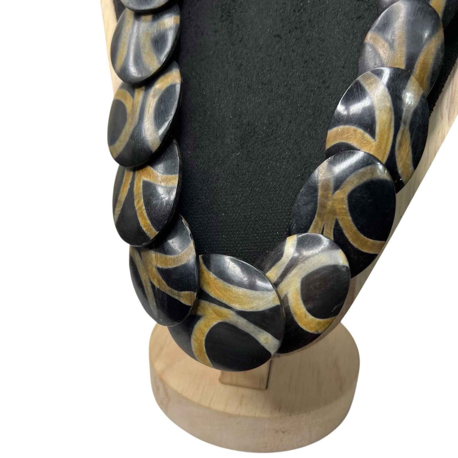 Vintage Ethnic North African Necklace - Polished Smooth Flat Beads Wood?