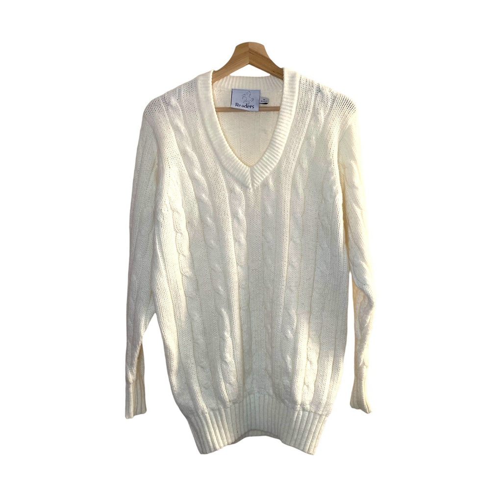 Readers Cable Knitted Jumper in White Size M 38"-40" Cricket 100% Acrylic