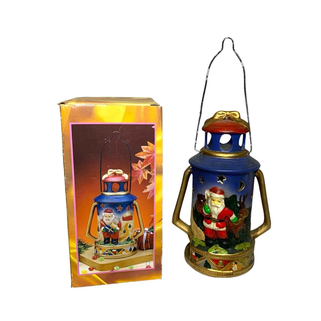 Vintage Ceramic Tea Light Candle Lantern Christmas Scene, Great Condition, 1990s